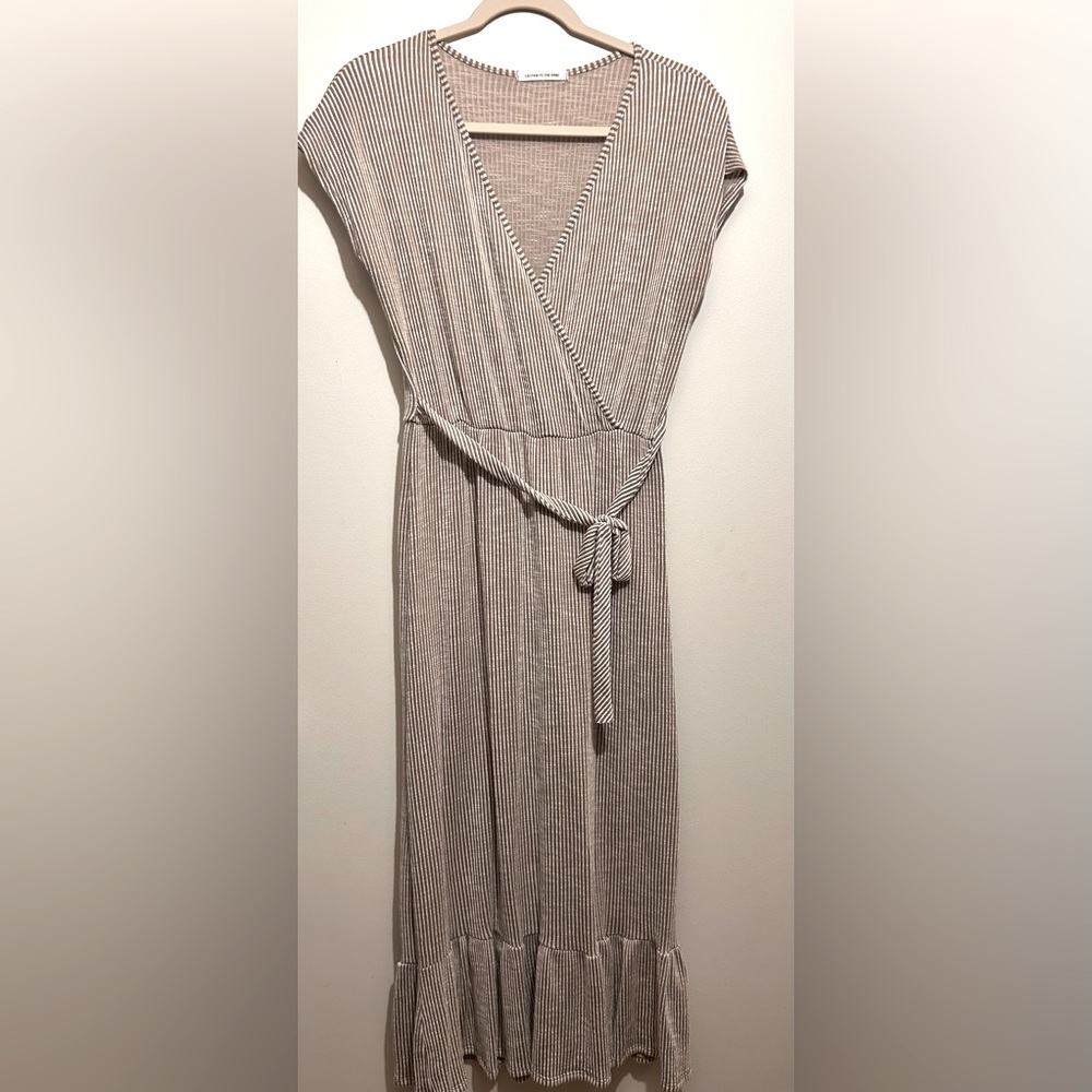 Brown and White Striped Dress